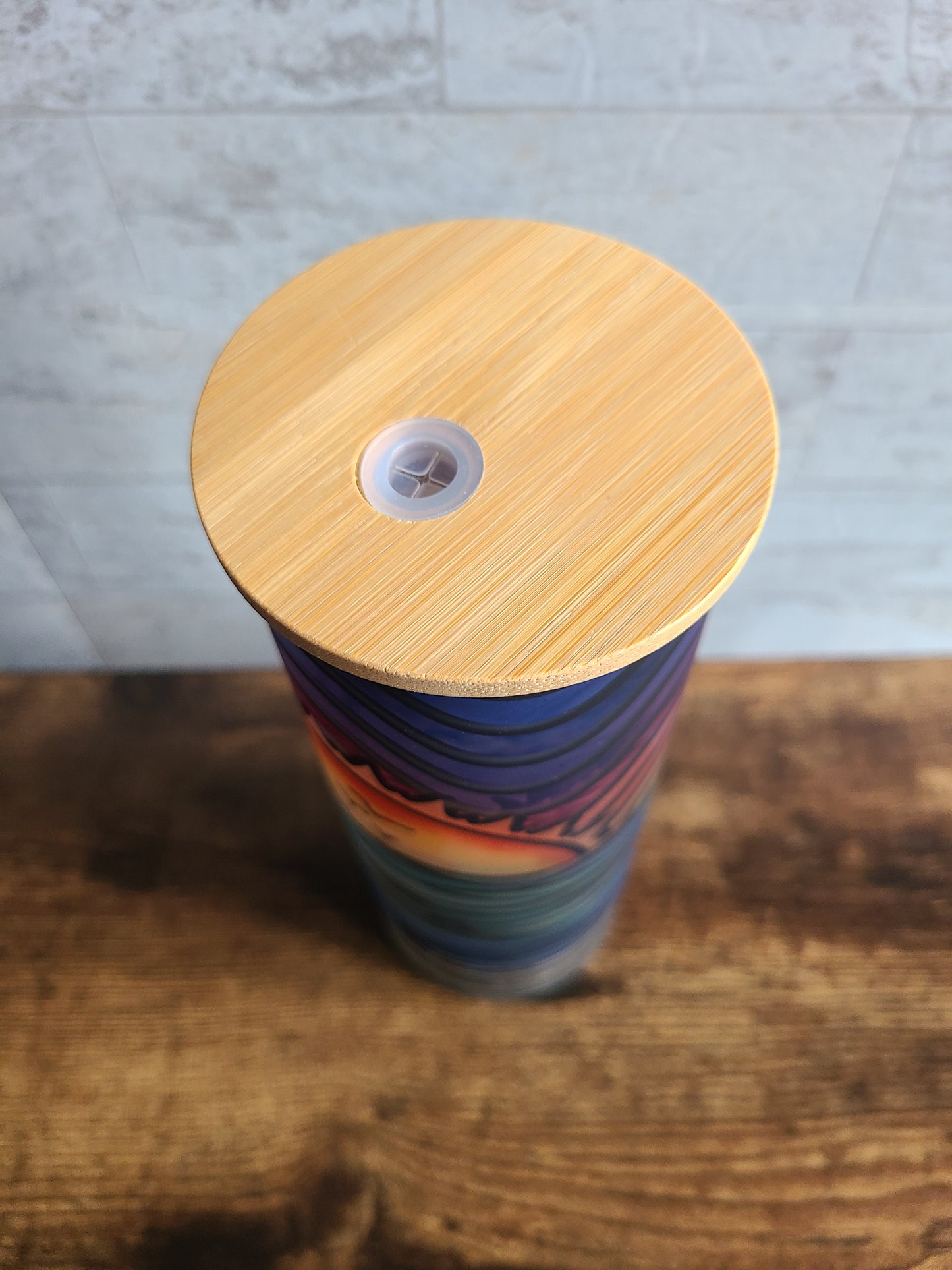 Colorful Sunset Stained Glass Frosted Glass Tumbler