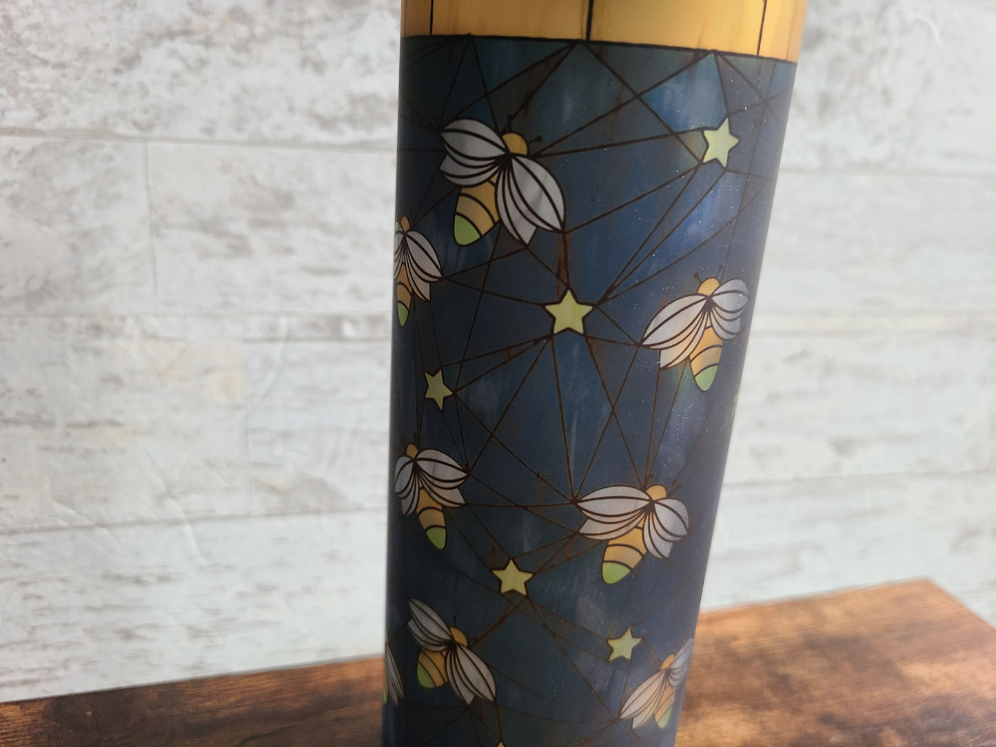 Fireflies Stained Glass Frosted Glass Tumbler