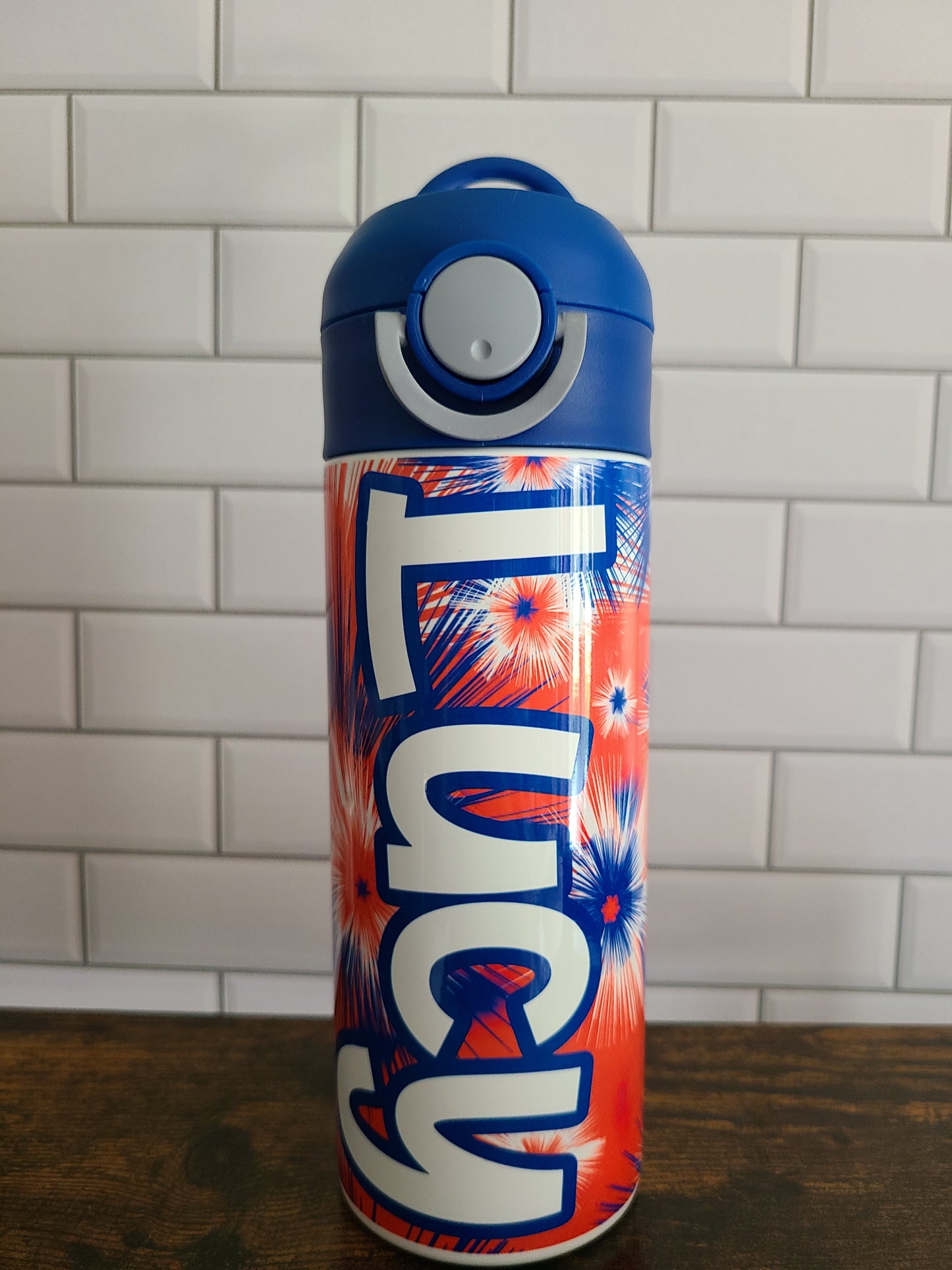Fireworks Flip Top Water Bottle - Personalized