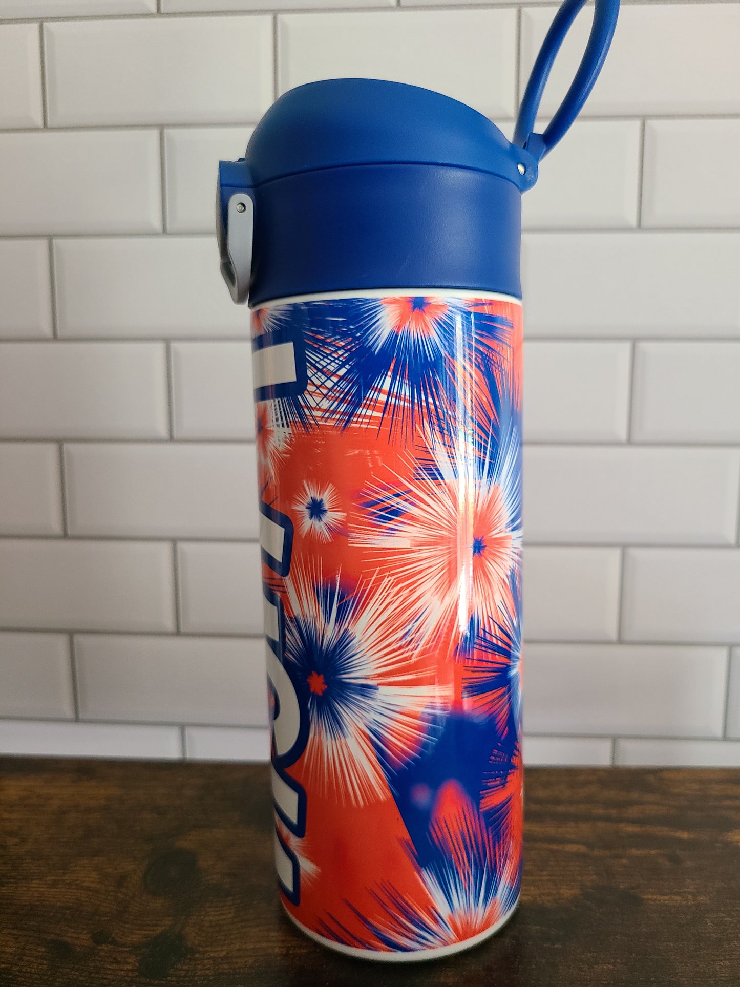 Fireworks Flip Top Water Bottle - Personalized