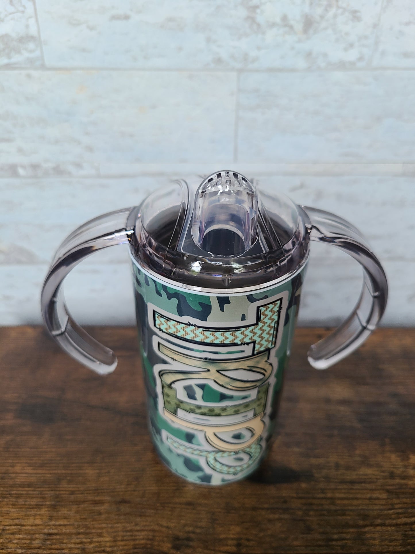 Camo Print Personalized Sippy Cup with Bonus Lid