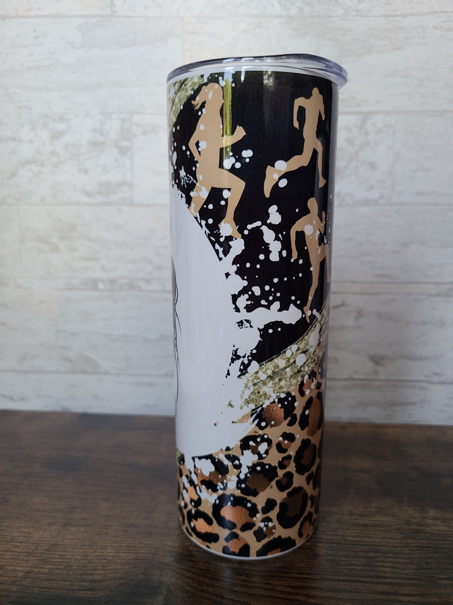 Track Mom Messy Bun 20 oz Skinny Tumbler