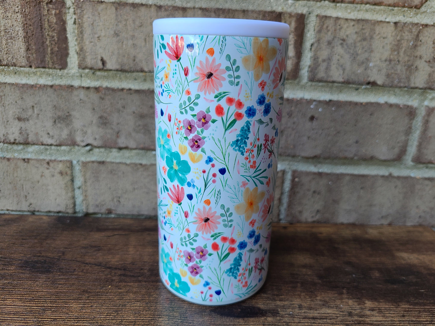 Multi-Color Floral Skinny Can Cooler