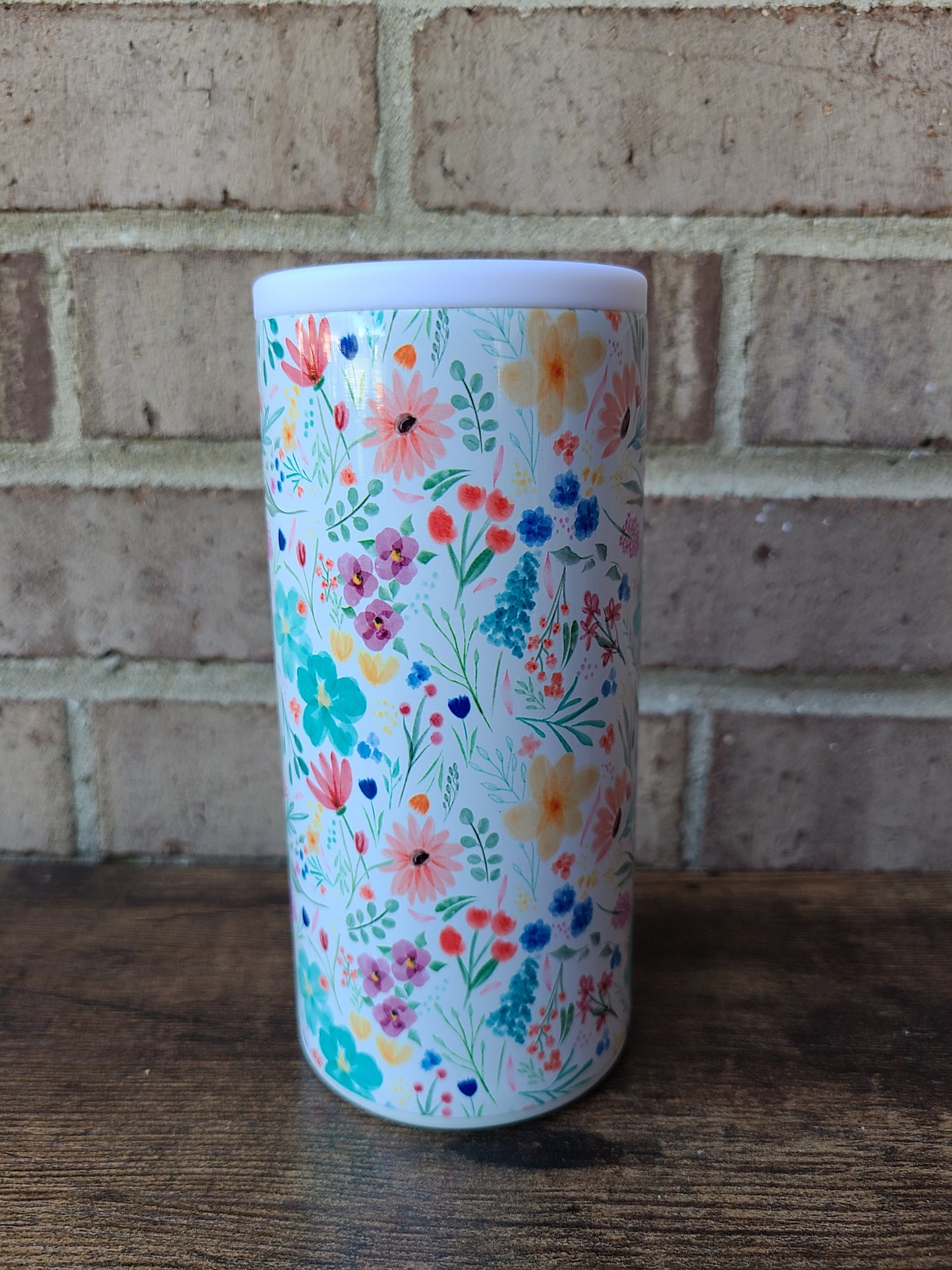 Multi-Color Floral Skinny Can Cooler