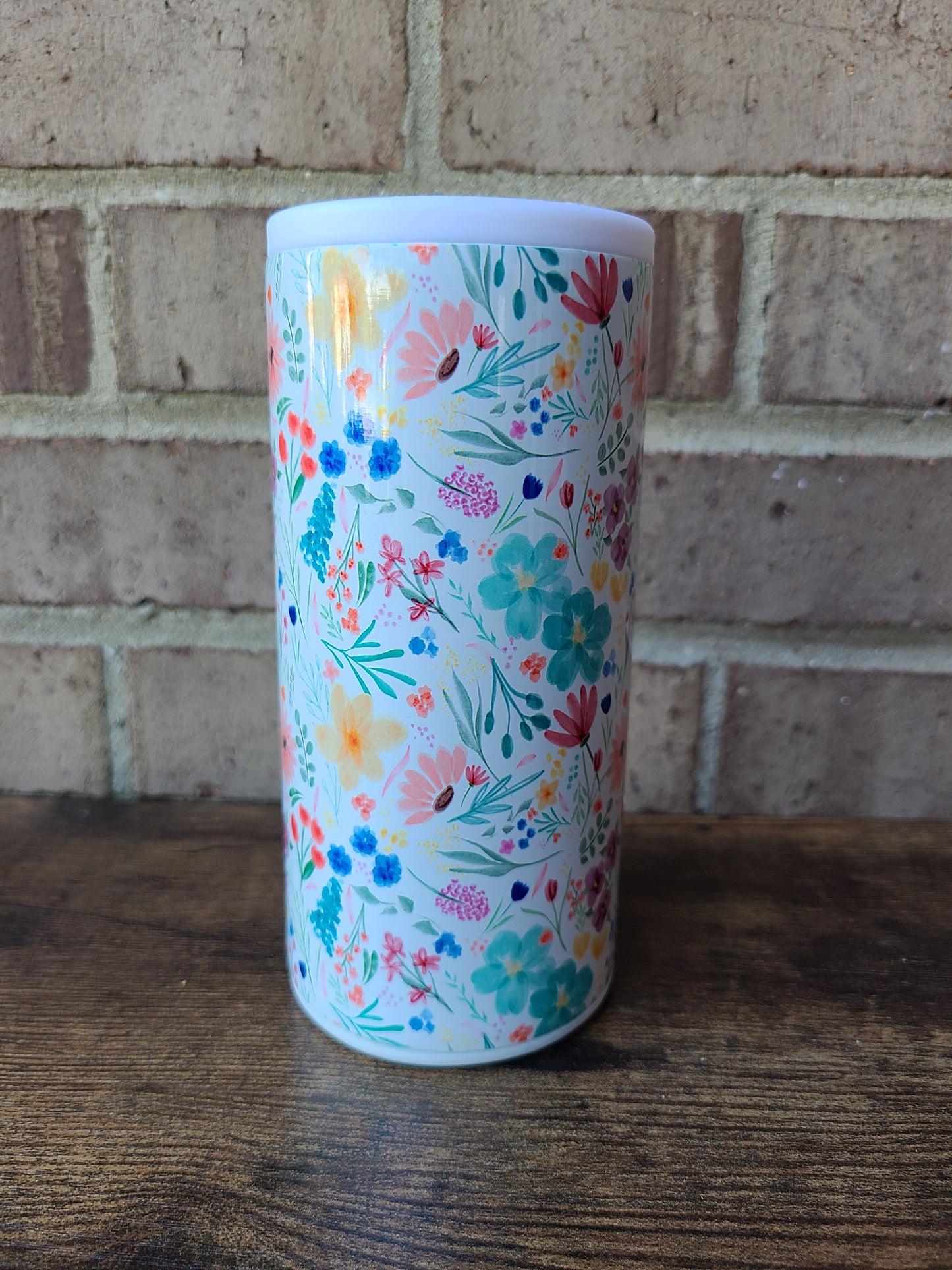Multi-Color Floral Skinny Can Cooler