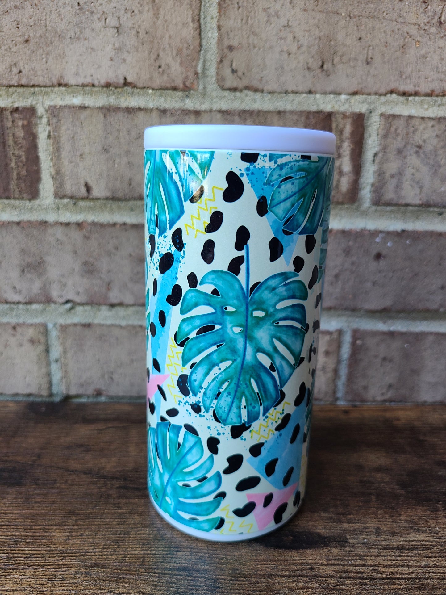 Tropical Leaves Skinny Can Cooler