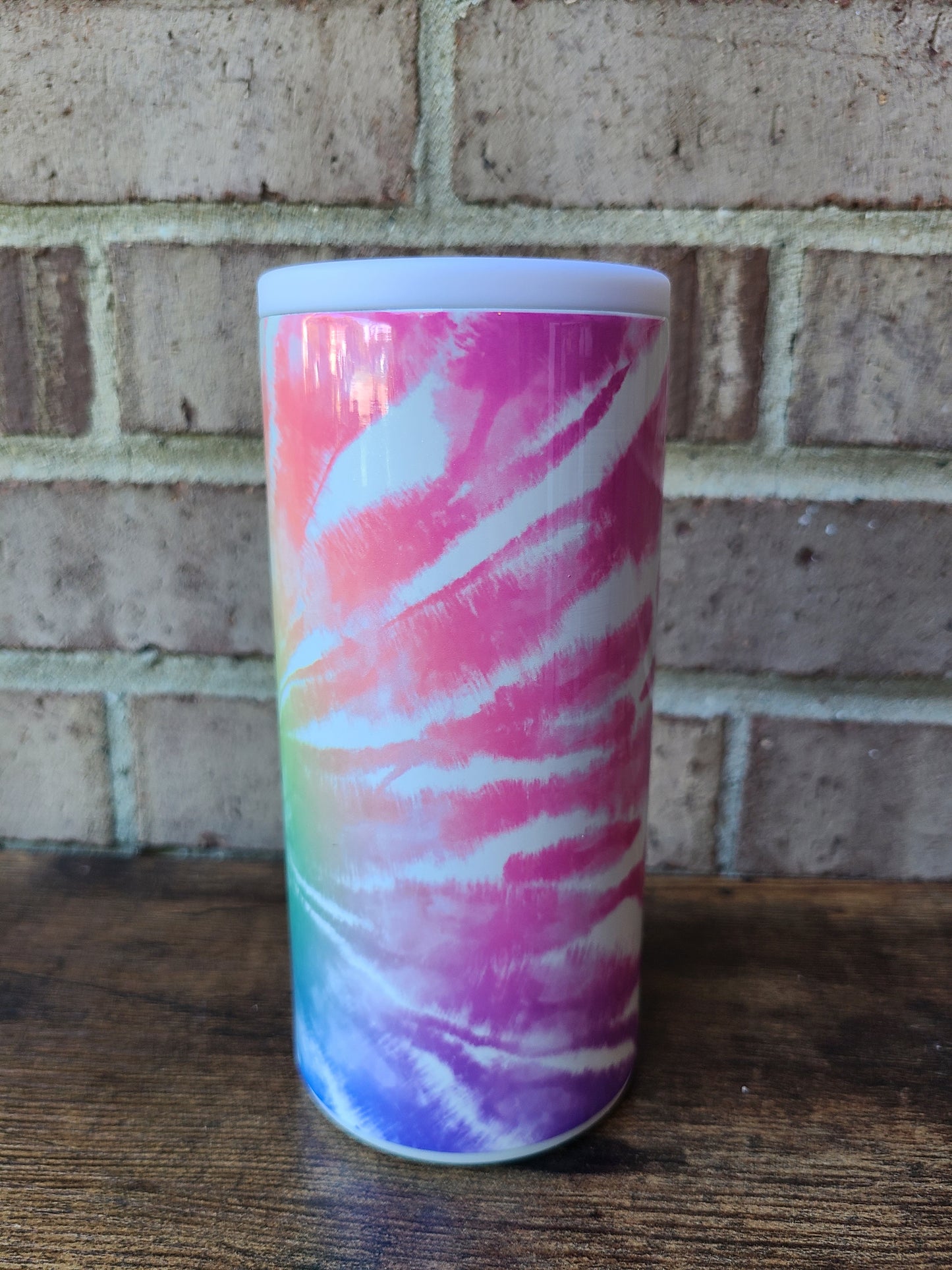 Bright Tie Dye Skinny Can Cooler