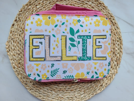 Pink and Blush Floral Personalized Lunch Bag