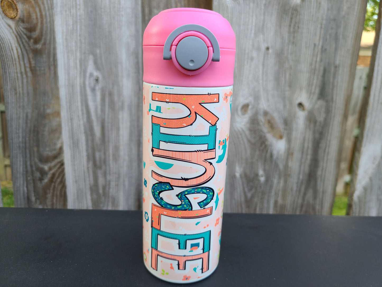 Sloth Themed Flip Top Water Bottle - Personalized