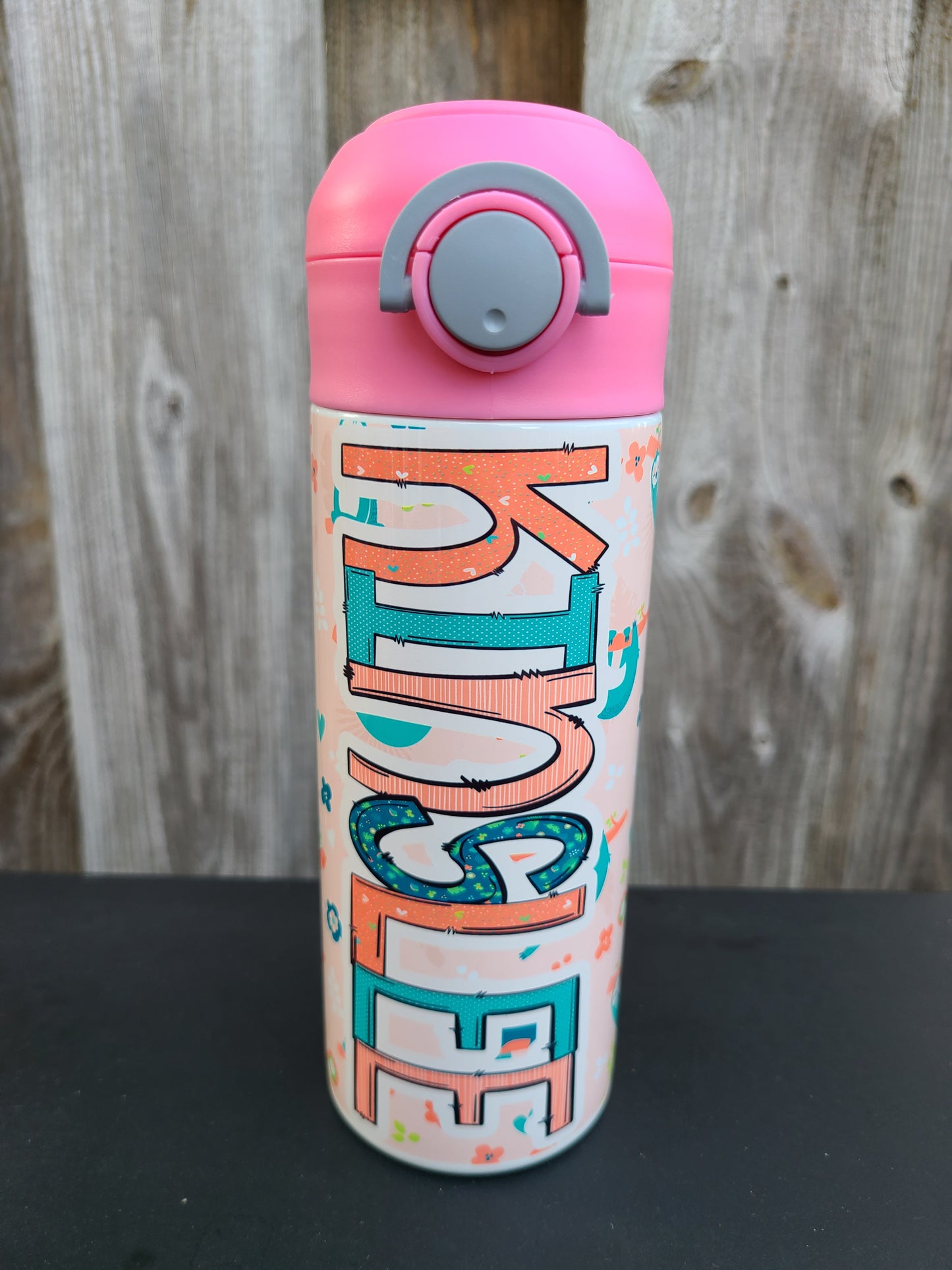 Sloth Themed Flip Top Water Bottle - Personalized