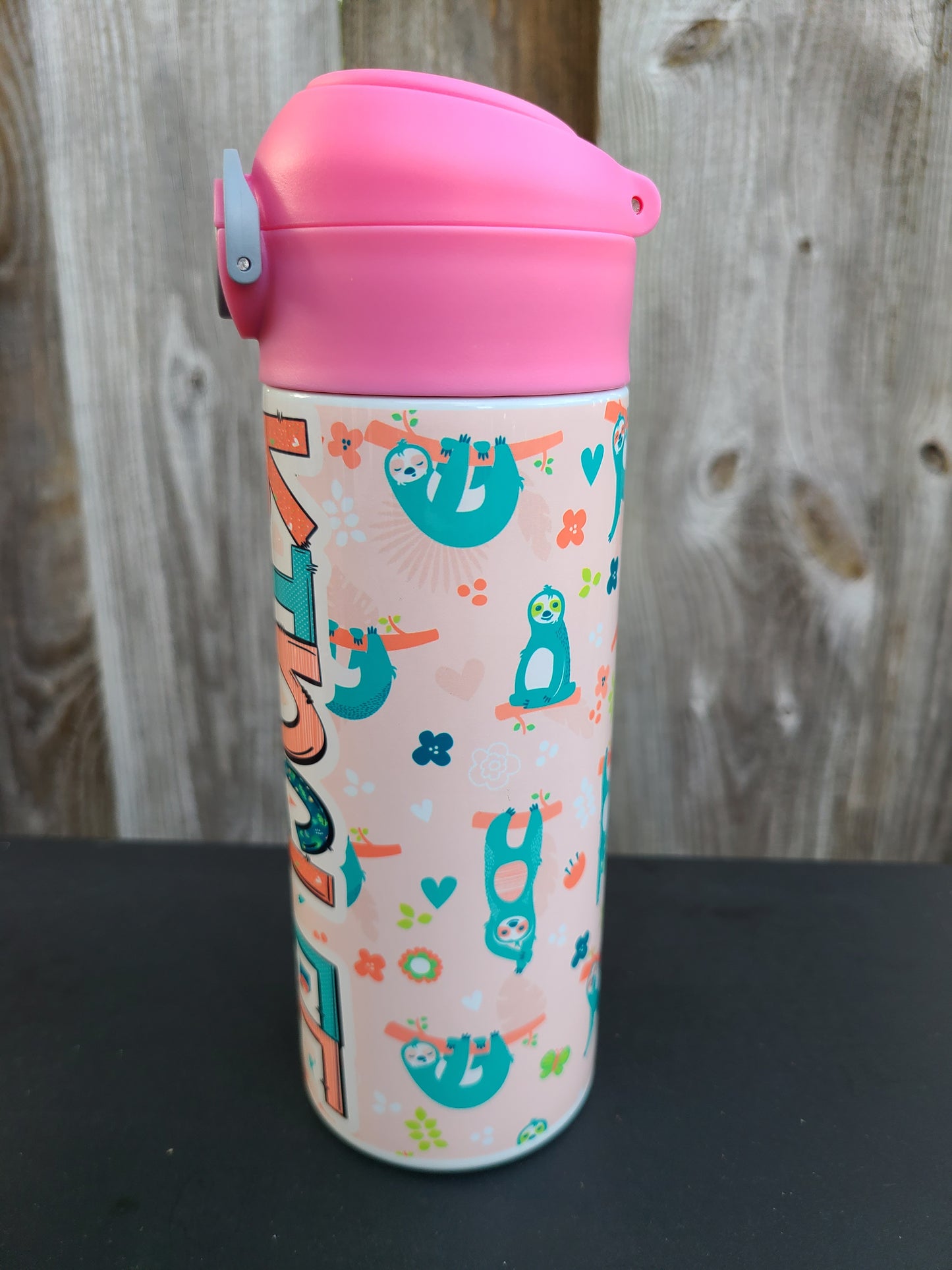 Sloth Themed Flip Top Water Bottle - Personalized