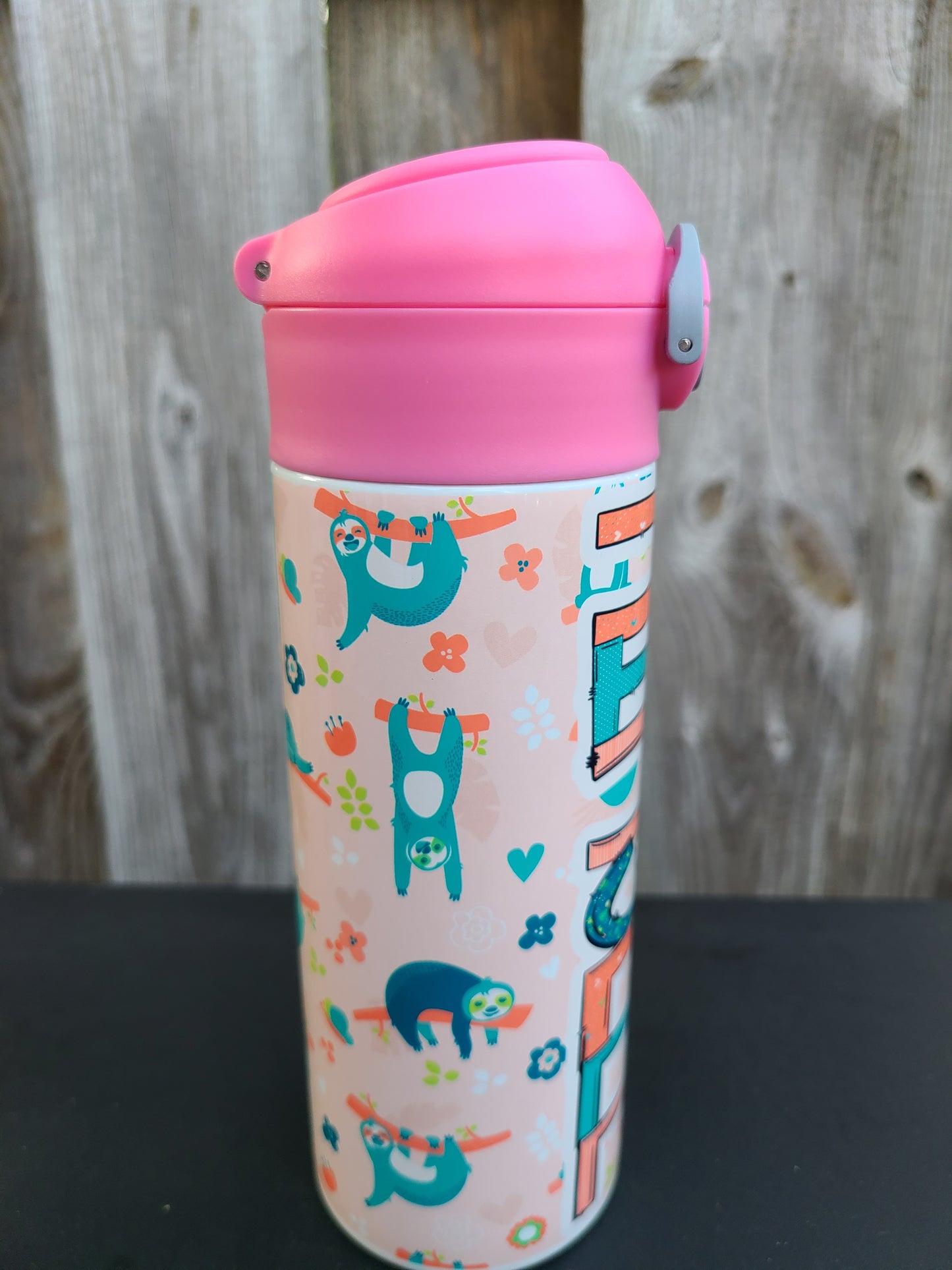 Sloth Themed Flip Top Water Bottle - Personalized