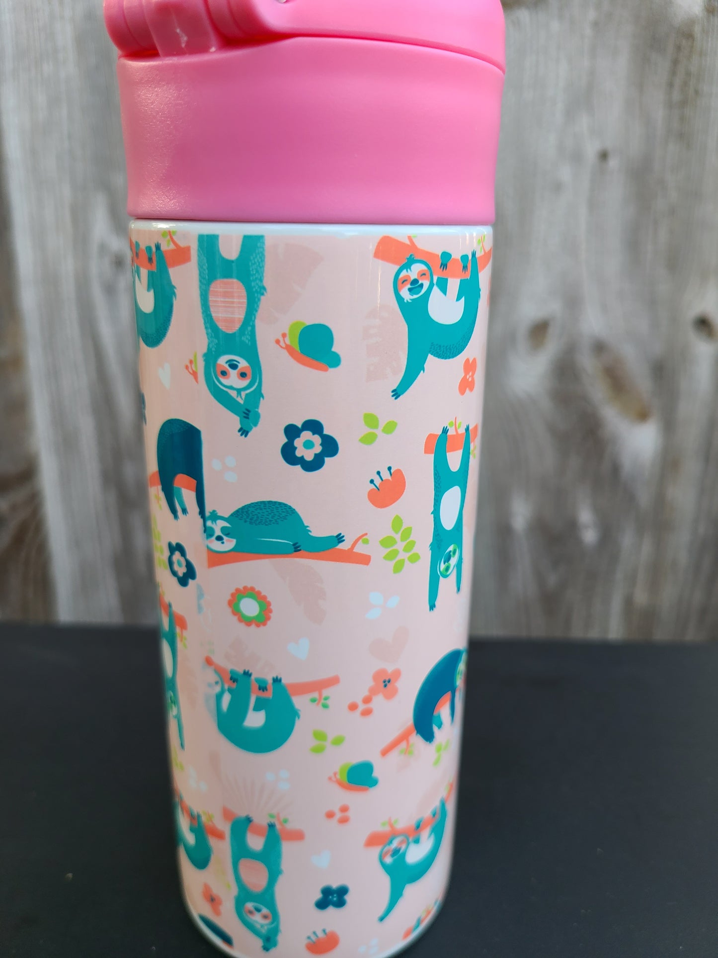 Sloth Themed Flip Top Water Bottle - Personalized