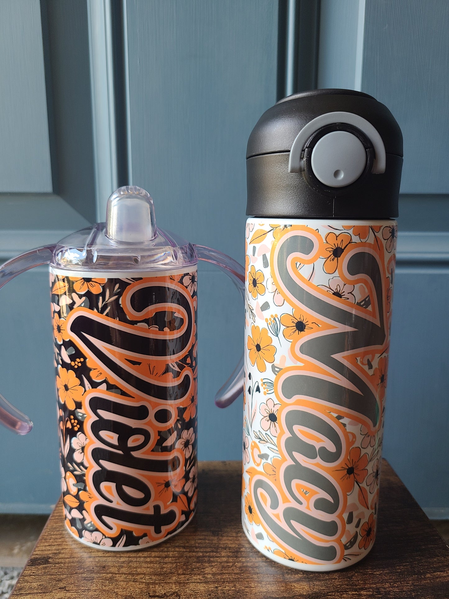 Fall Floral Water Bottle OR Sippy Cup - Personalized