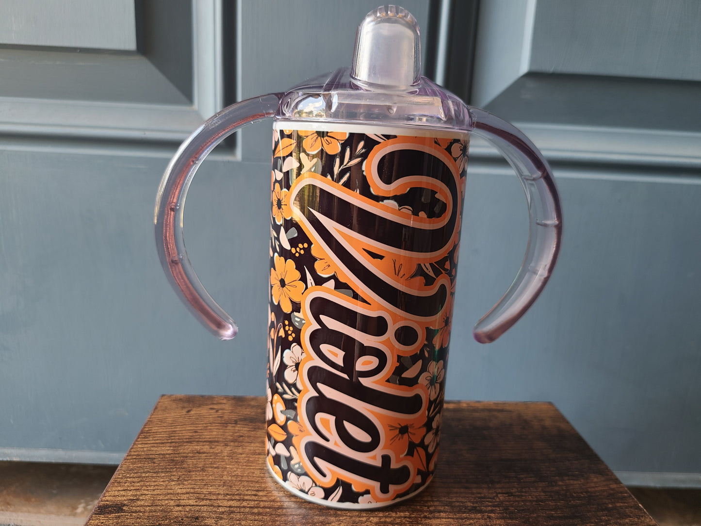 Fall Floral Water Bottle OR Sippy Cup - Personalized