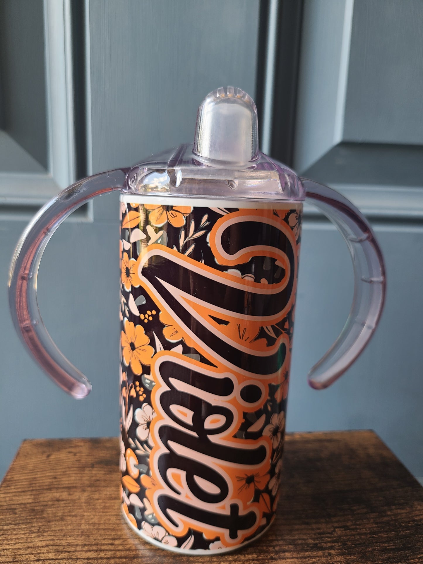 Fall Floral Water Bottle OR Sippy Cup - Personalized