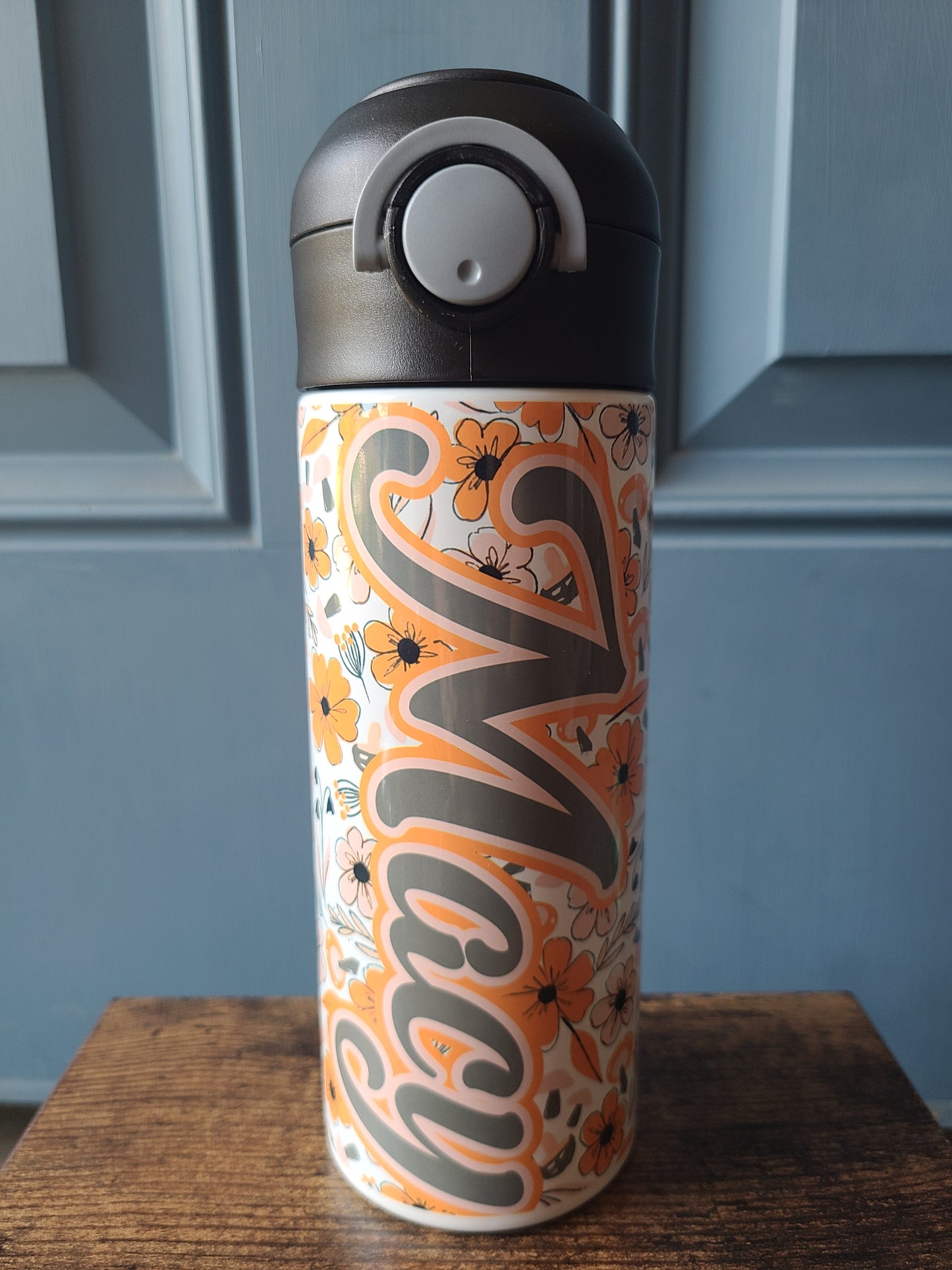 Fall Floral Water Bottle OR Sippy Cup - Personalized