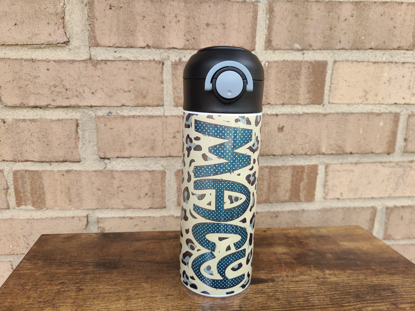 Leopard Print Water Bottle OR Sippy Cup - Personalized