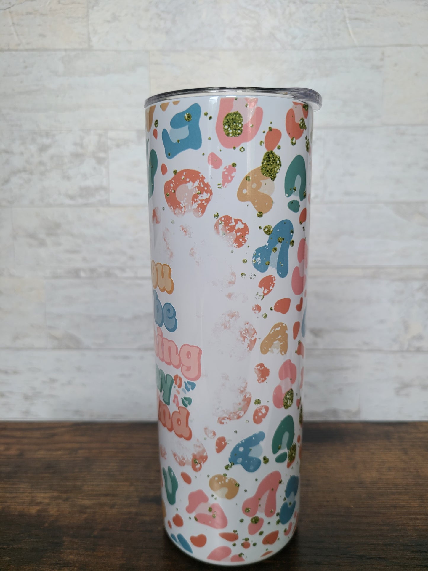Be Kind Leopard Print Skinny Tumbler