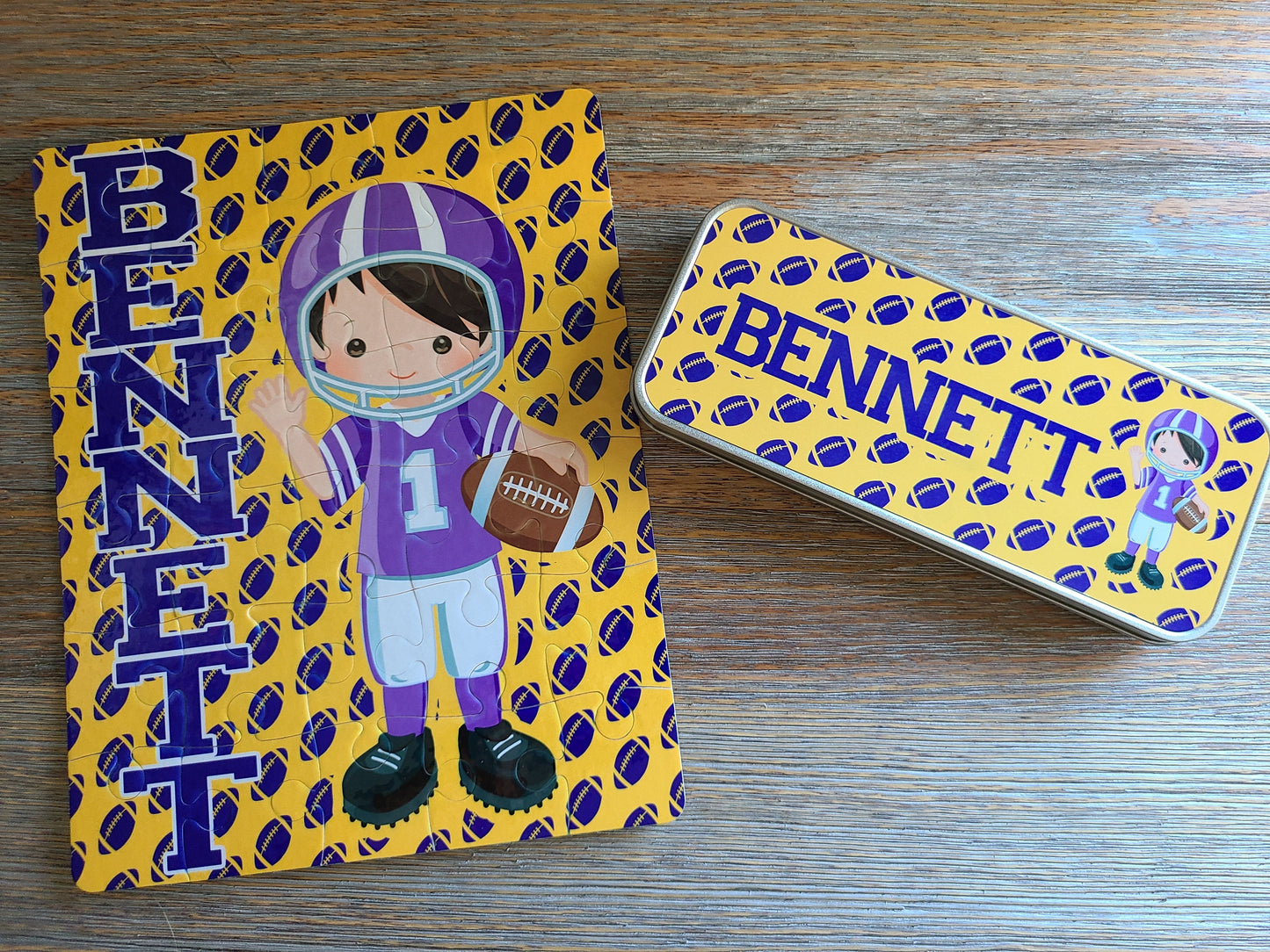 Football Player Personalized Puzzle - Your Choice of Team Colors!
