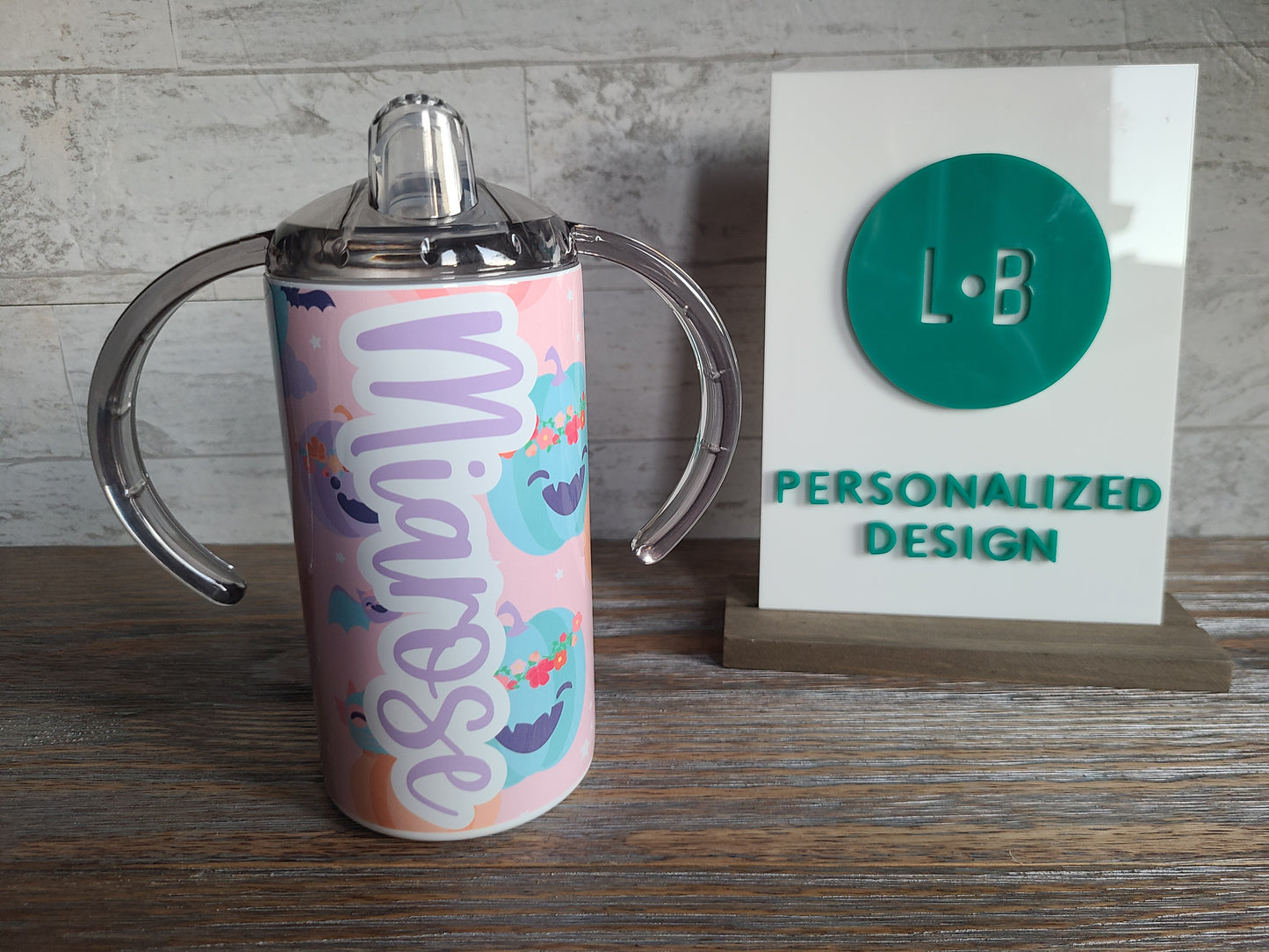 Personalized Halloween Sippy Cup with Bonus Lid