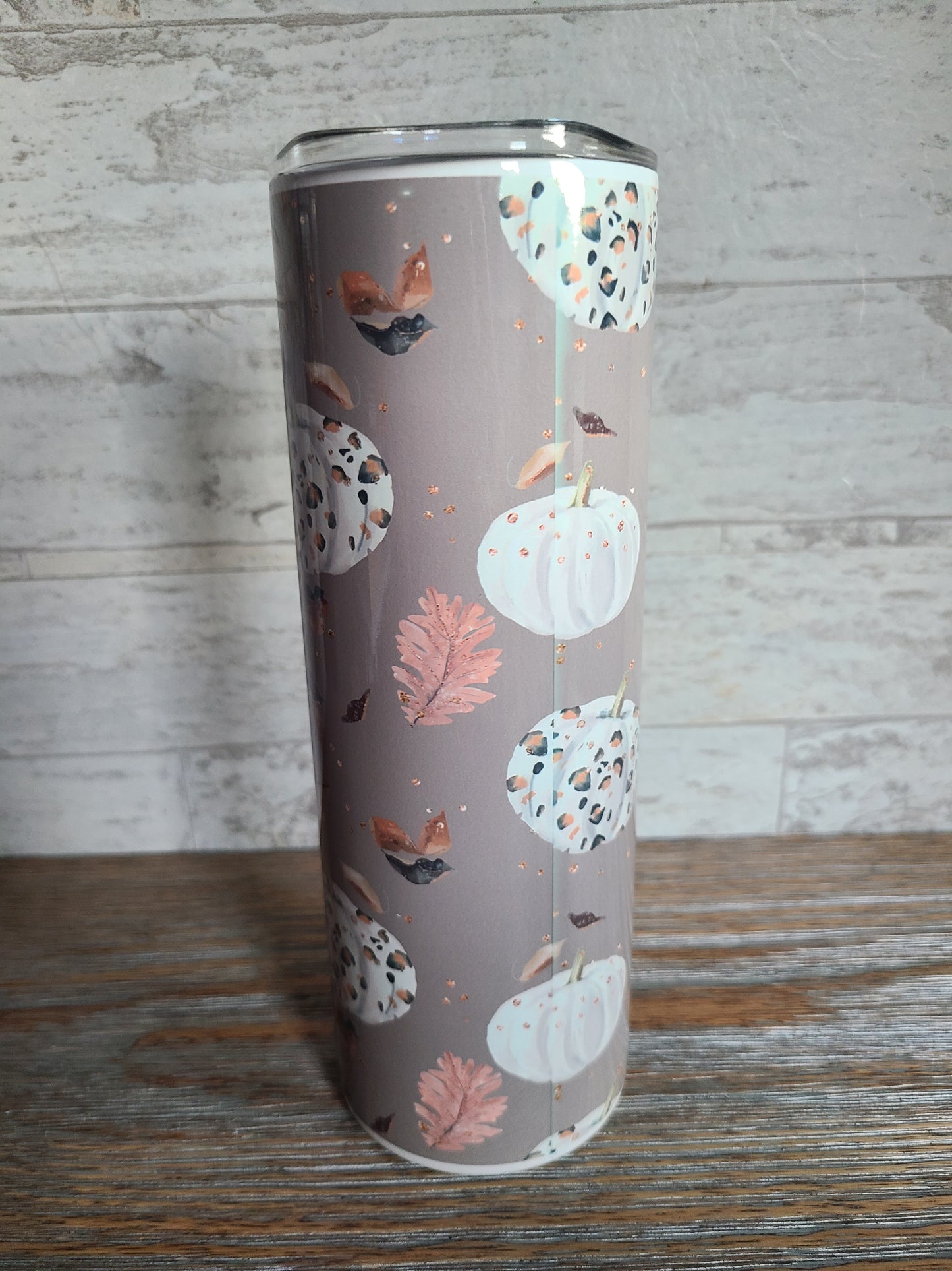 Leopard Print Pumpkin Personalized Skinny Tumbler