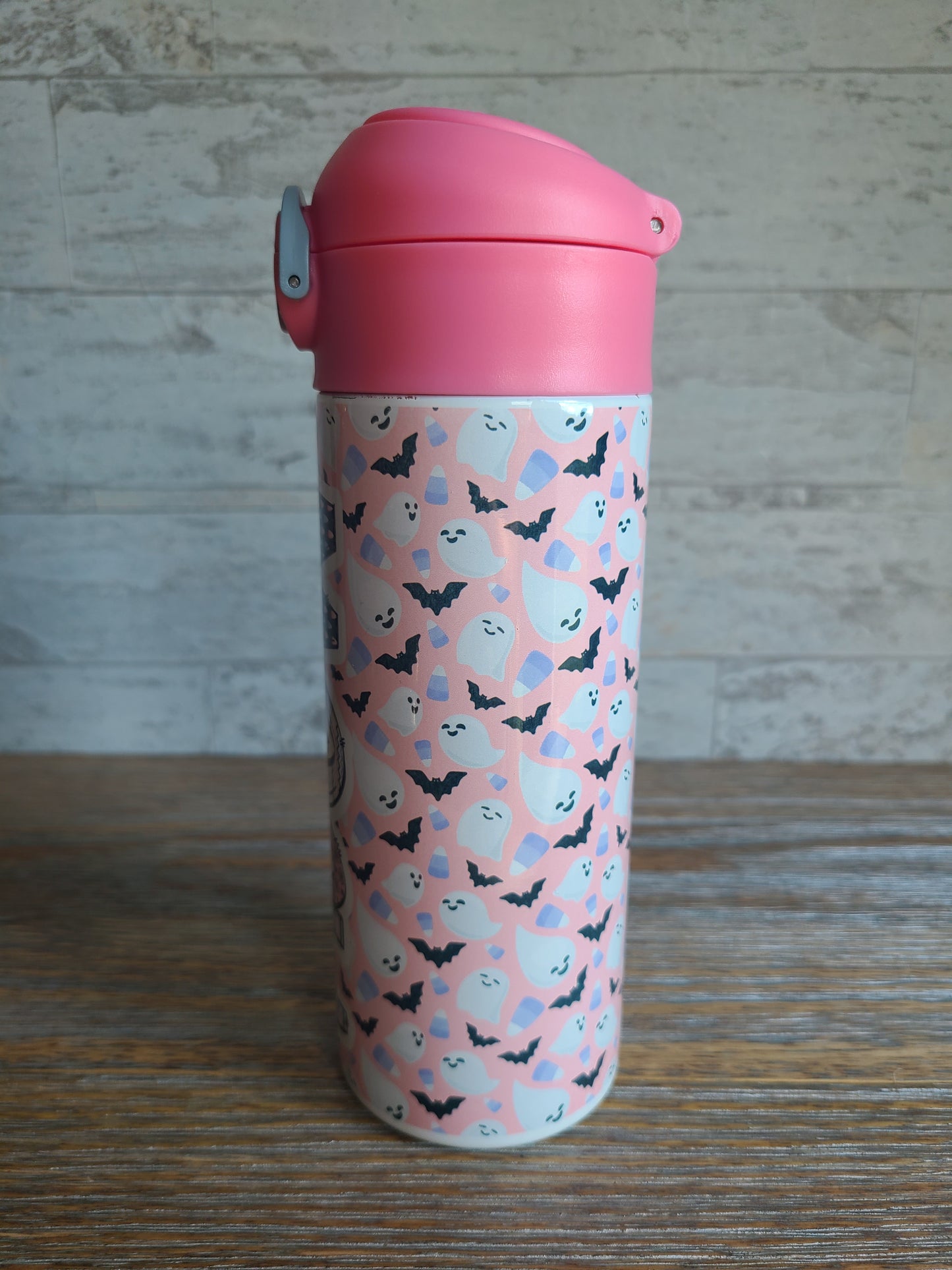 Pink Batty Flip Top Water Bottle - Personalized