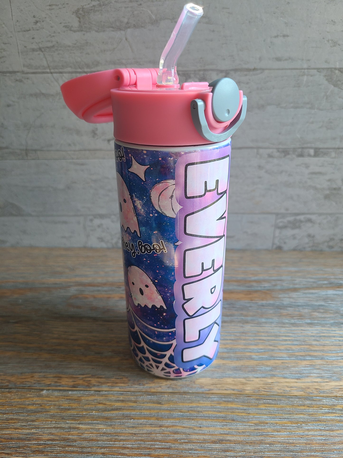 Tie Dye Ghosts Flip Top Water Bottle - Personalized