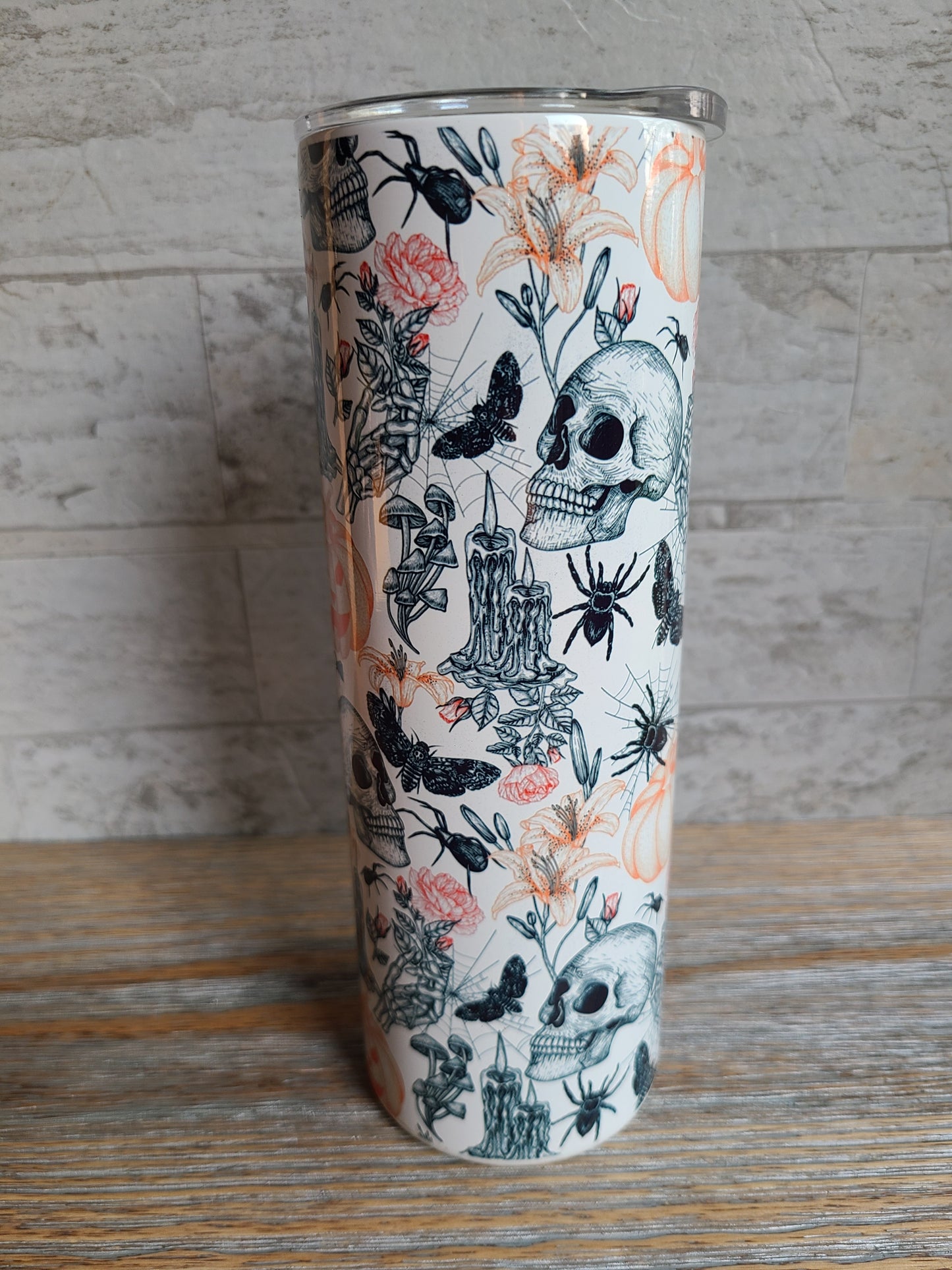 Skulls and Bats Halloween Skinny Tumbler
