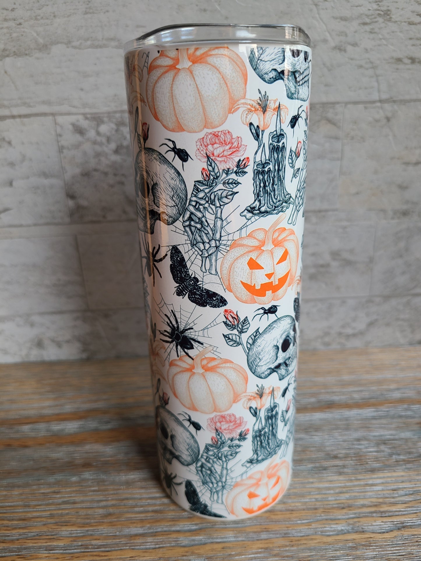 Skulls and Bats Halloween Skinny Tumbler