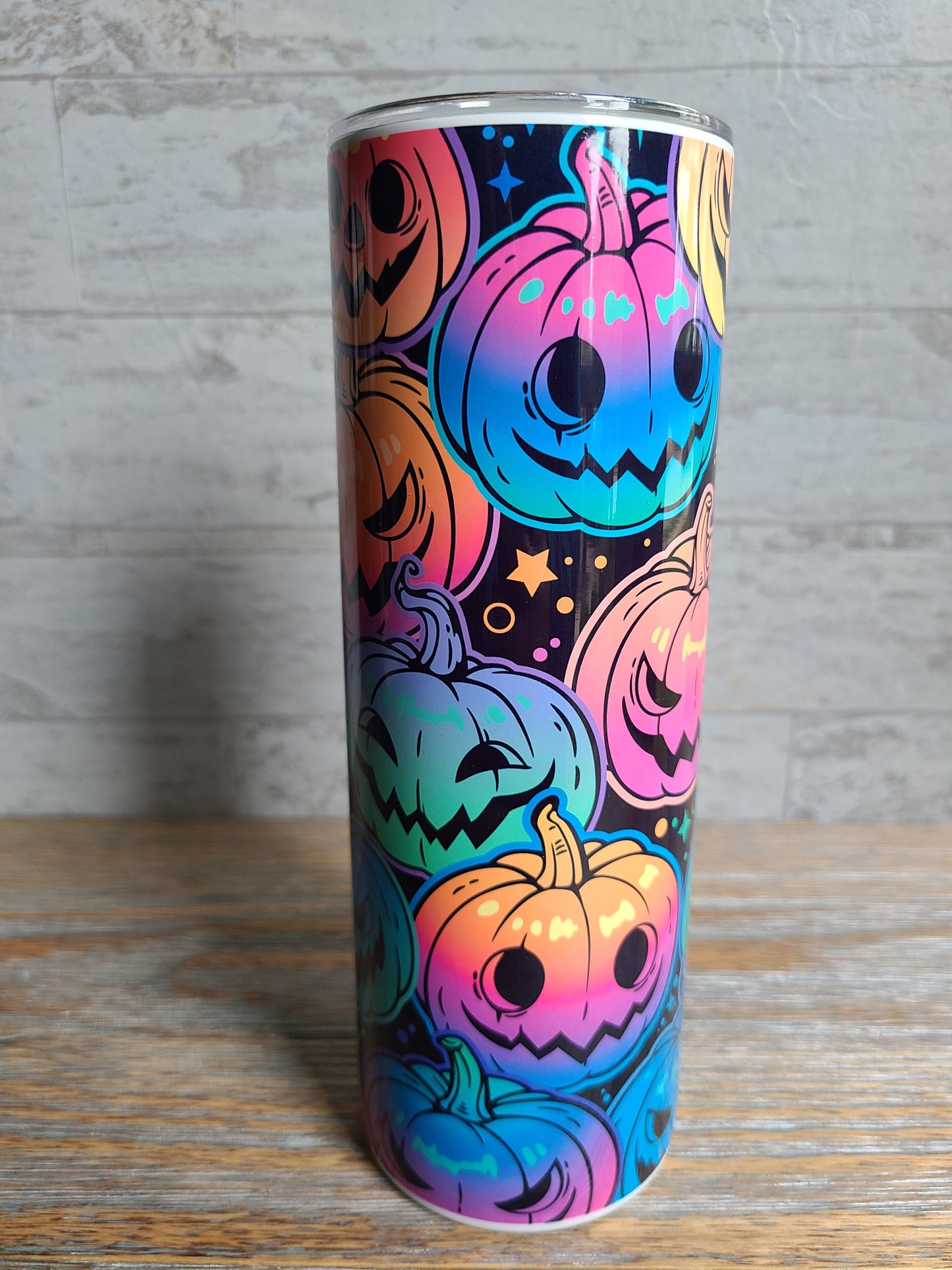 Colorful Jack O'Lantern Pumpkins Skinny Tumbler