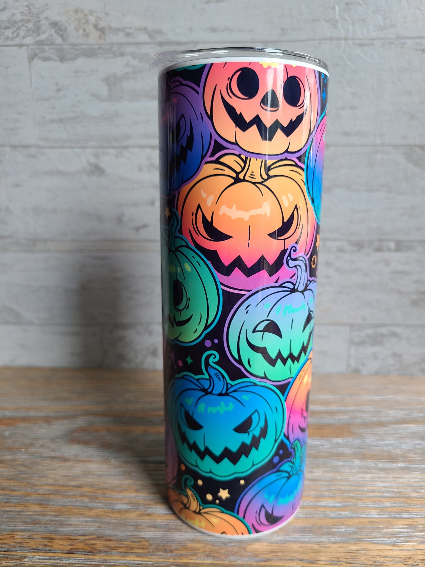 Colorful Jack O'Lantern Pumpkins Skinny Tumbler