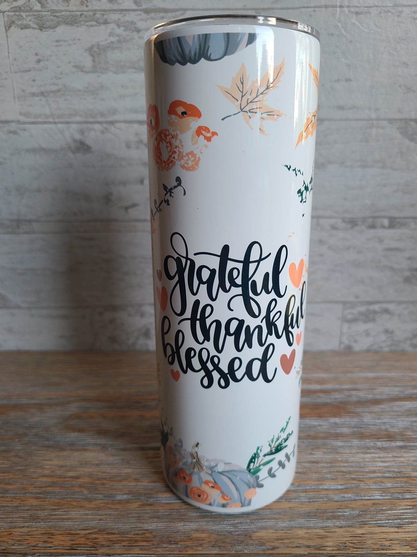 Thankful Grateful Blessed Skinny Tumbler