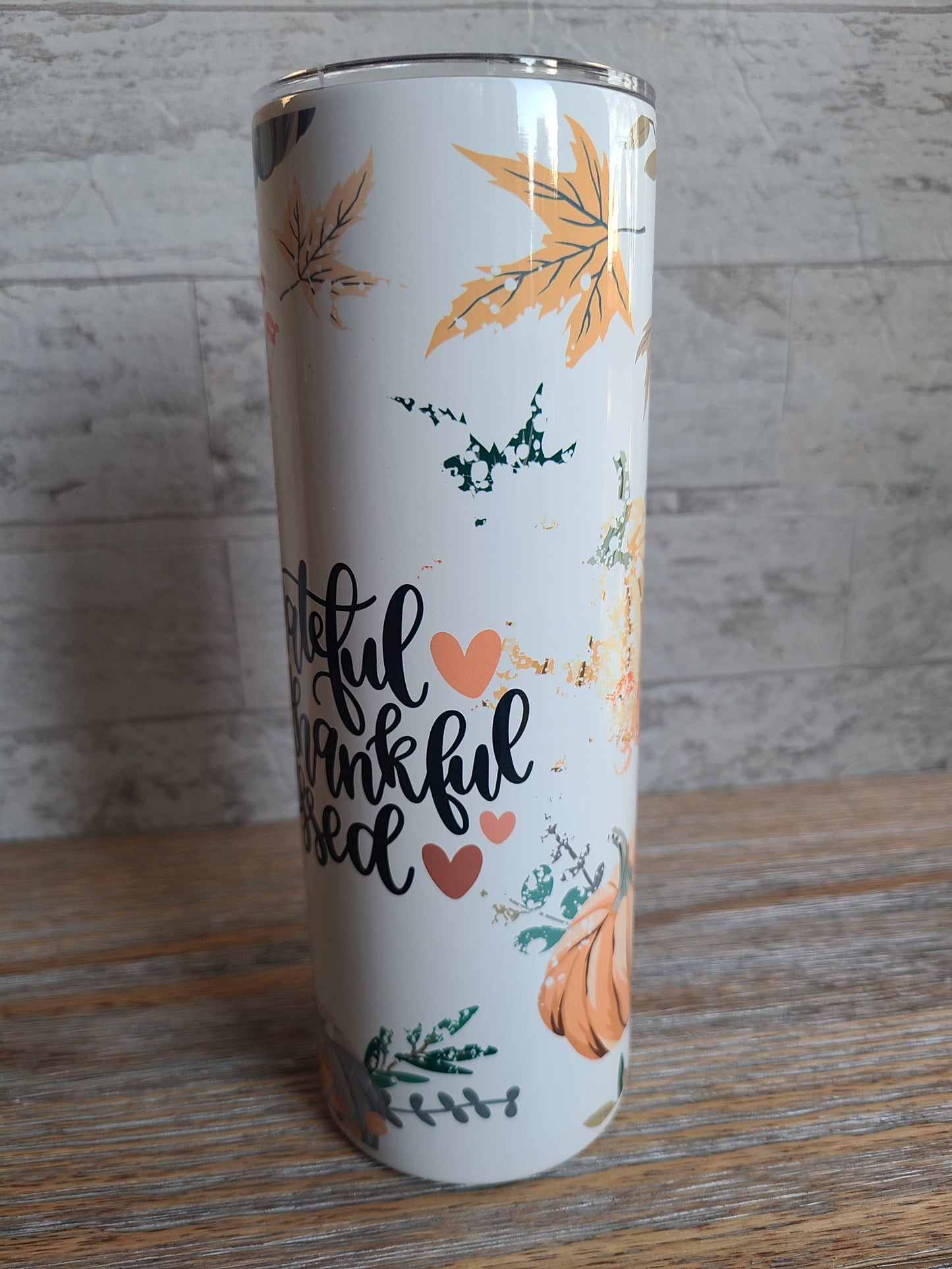 Thankful Grateful Blessed Skinny Tumbler