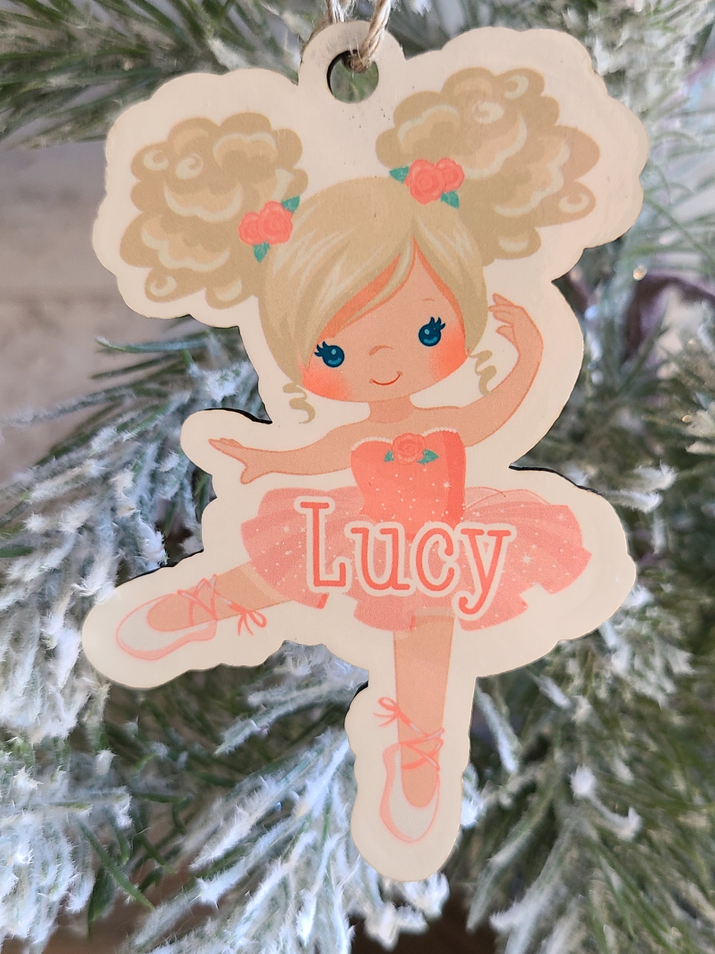 Ballerina Cut Out Ornament Personalized