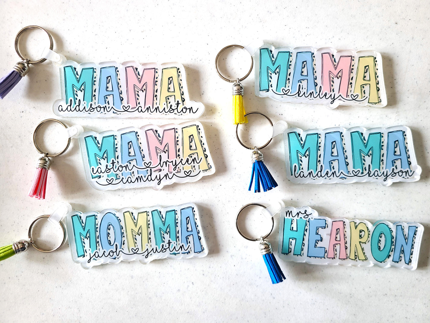 Pastel & Leopard Print Personalized Acrylic Keychain