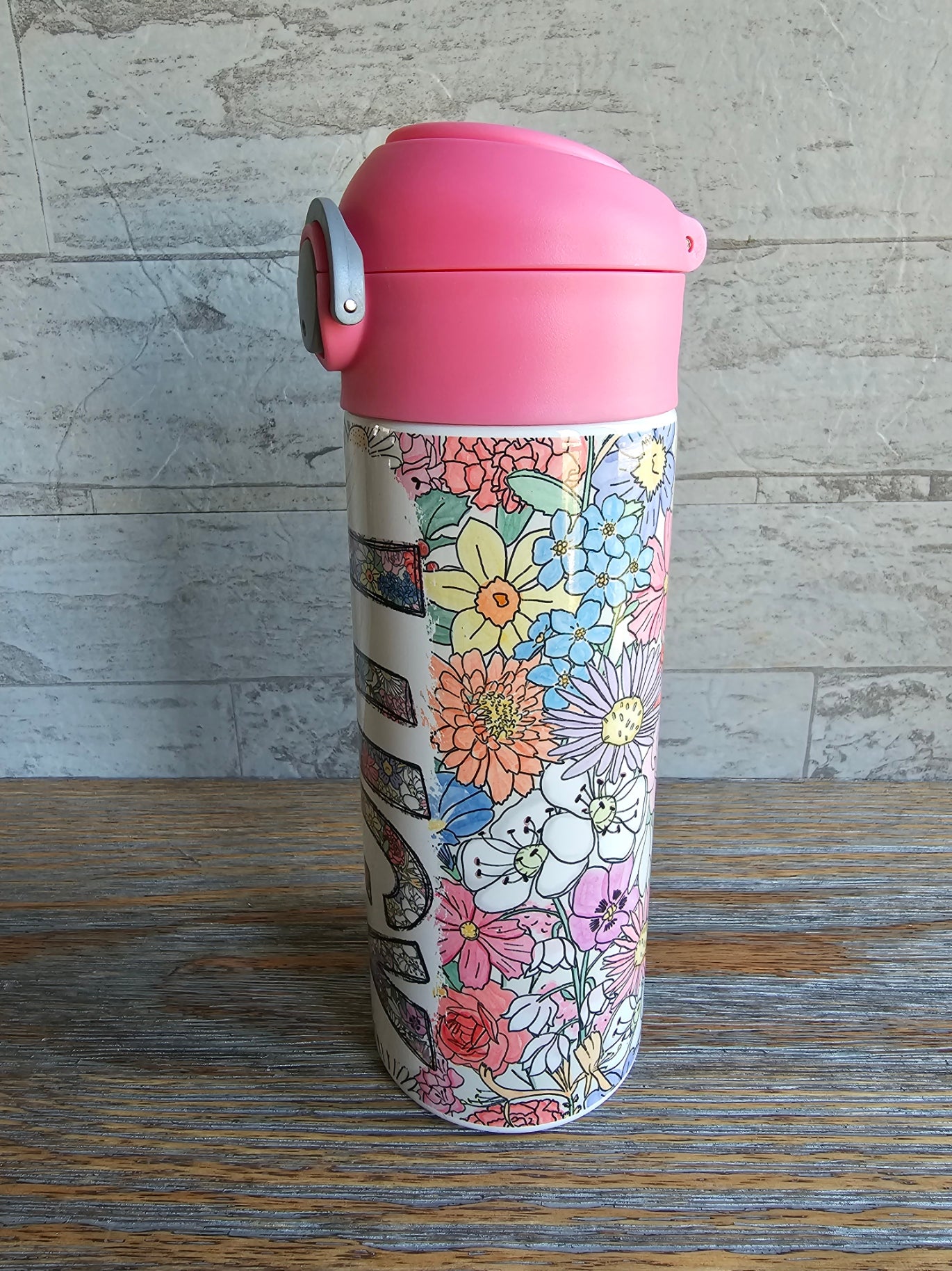 Wildflower Floral Flip Top Water Bottle - Personalized