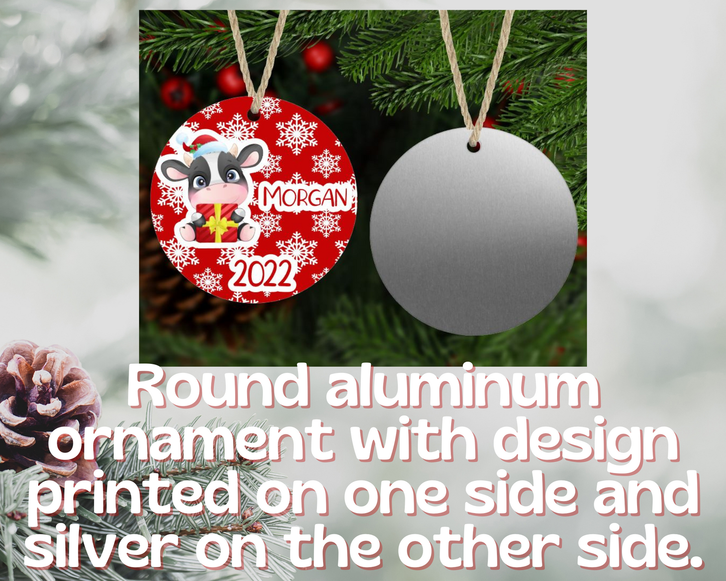 Cow Christmas Ornament Personalized