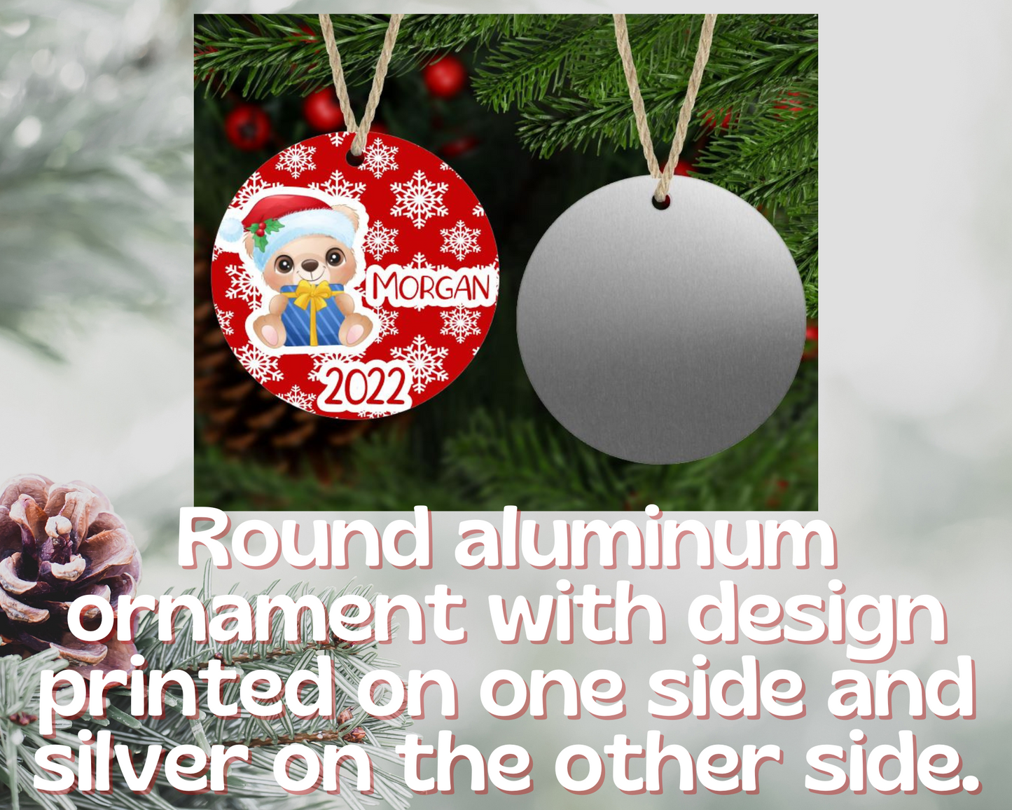 Teddy Bear Christmas Ornament Personalized