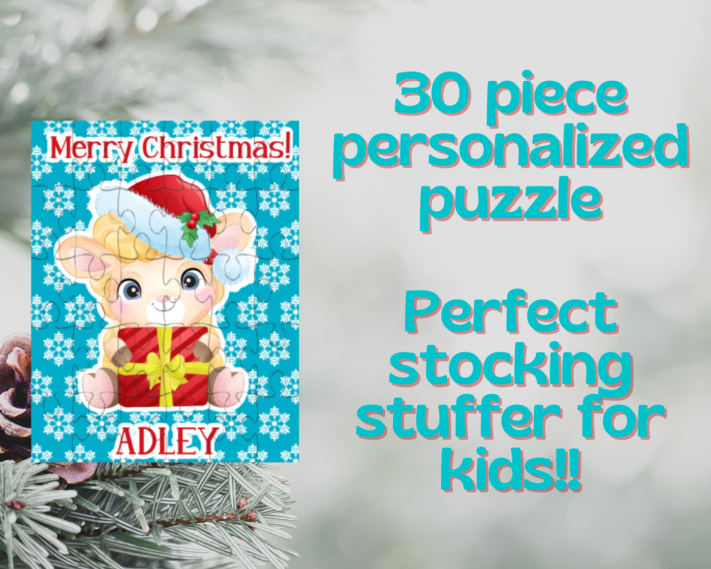 Christmas Lamb Personalized Puzzle for Kids