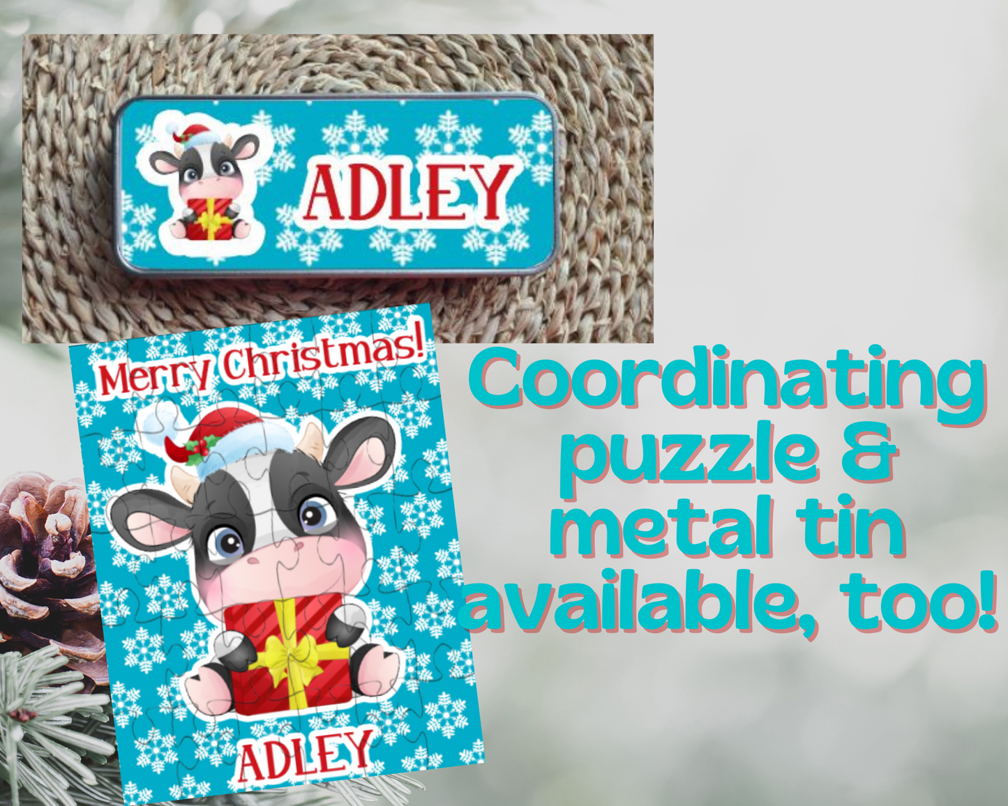 Cow Christmas Ornament Personalized