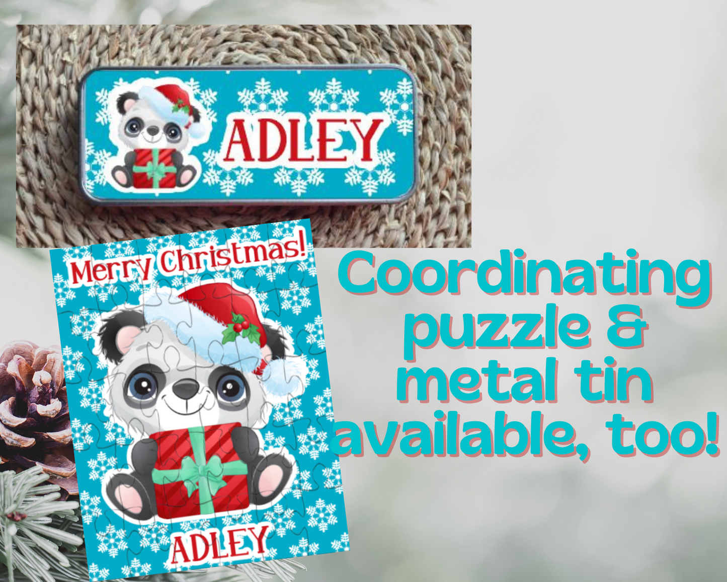 Christmas Panda Bear Ornament Personalized