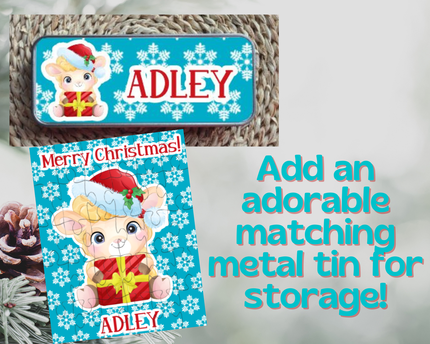 Christmas Lamb Personalized Puzzle for Kids