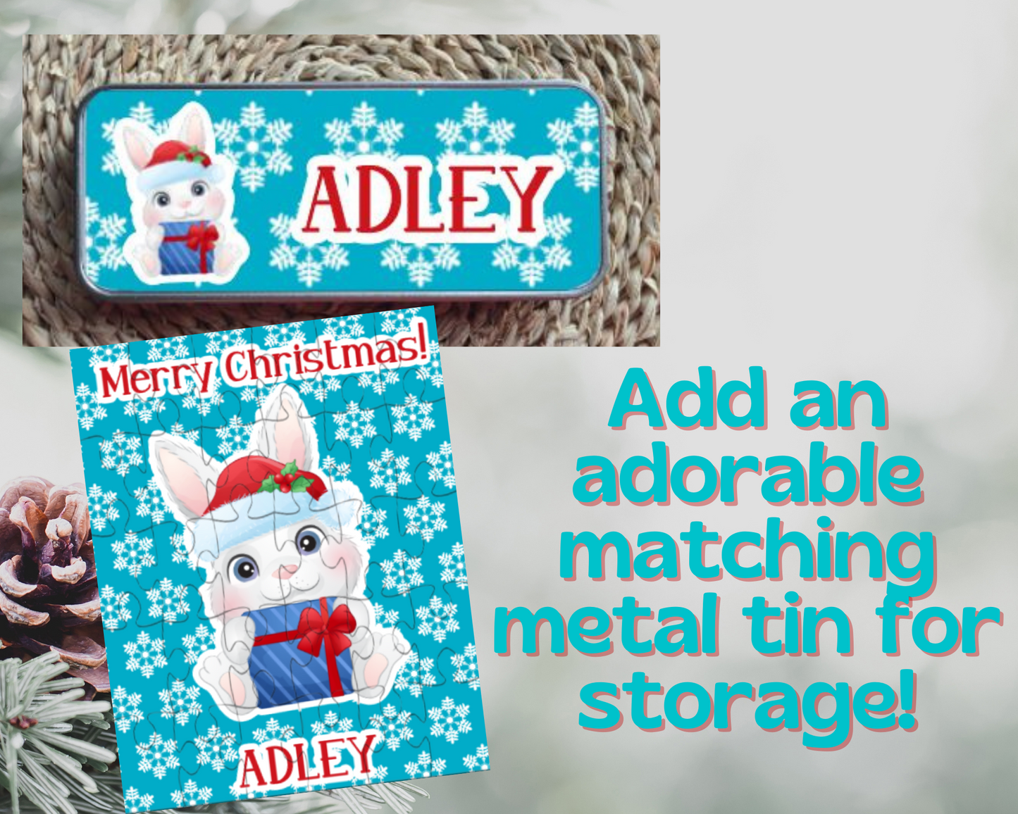 Christmas Bunny Personalized Puzzle for Kids