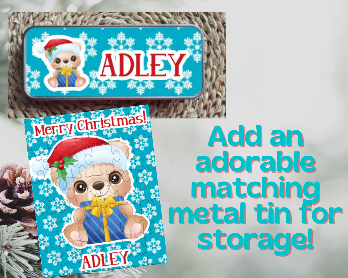 Christmas Bear Personalized Puzzle for Kids