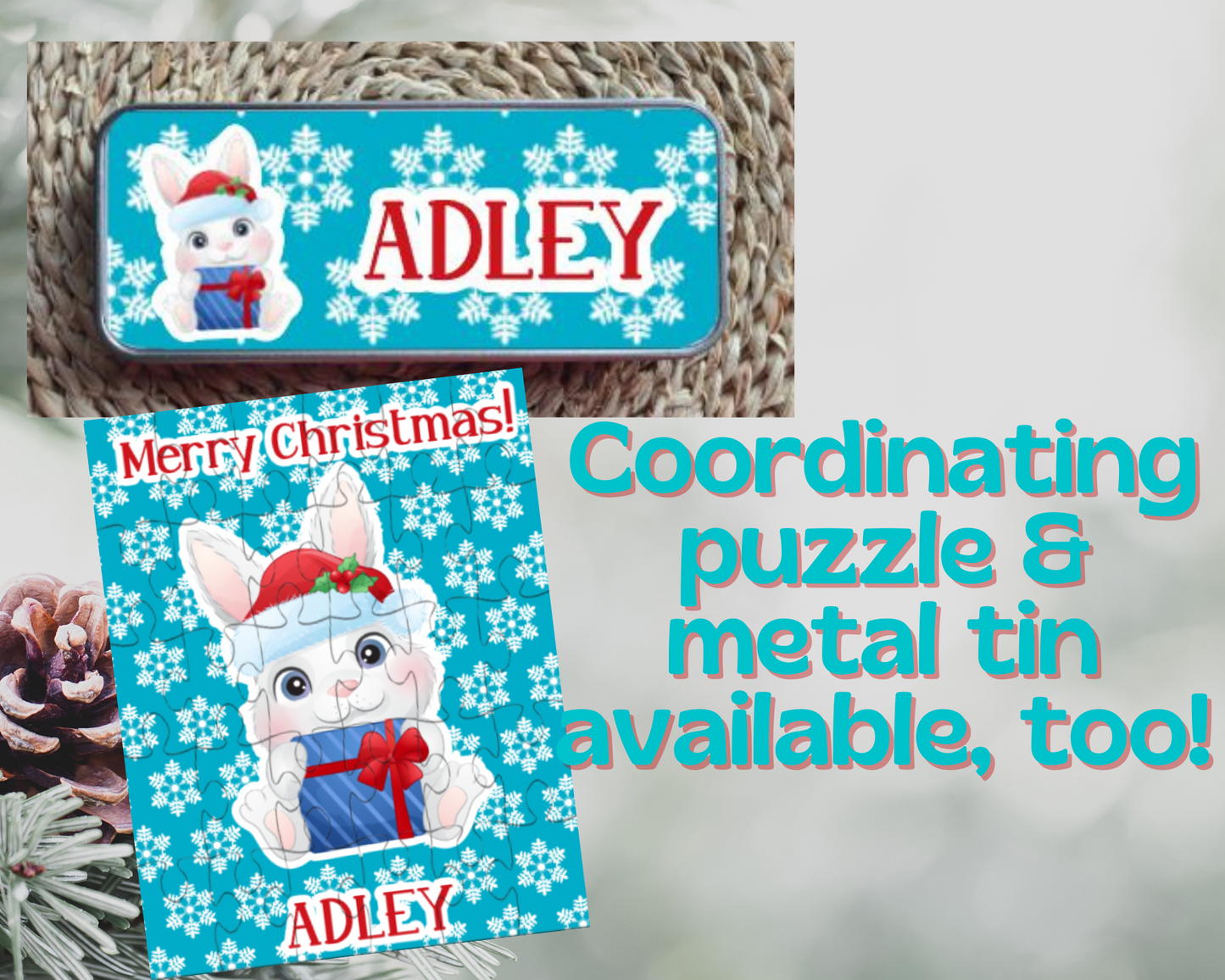 Bunny Rabbit Christmas Ornament Personalized
