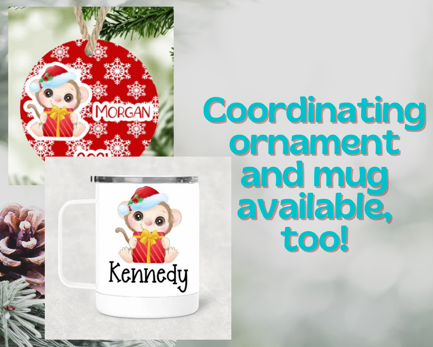 Christmas Monkey Personalized Puzzle for Kids