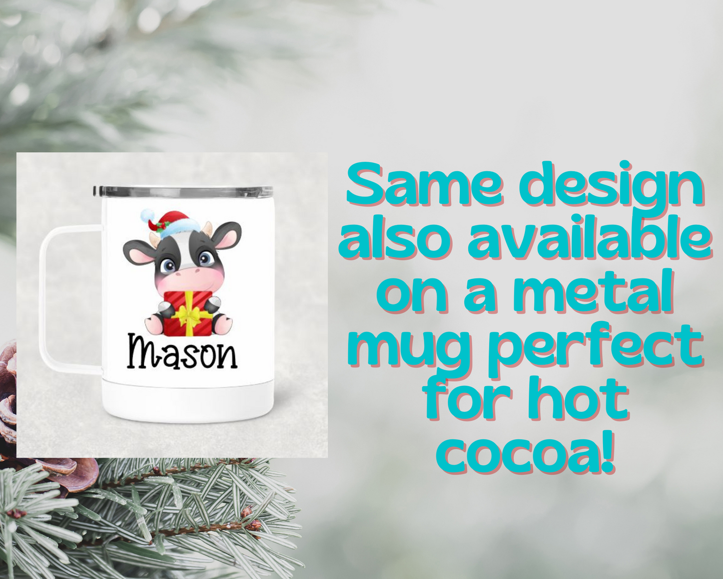 Cow Christmas Ornament Personalized