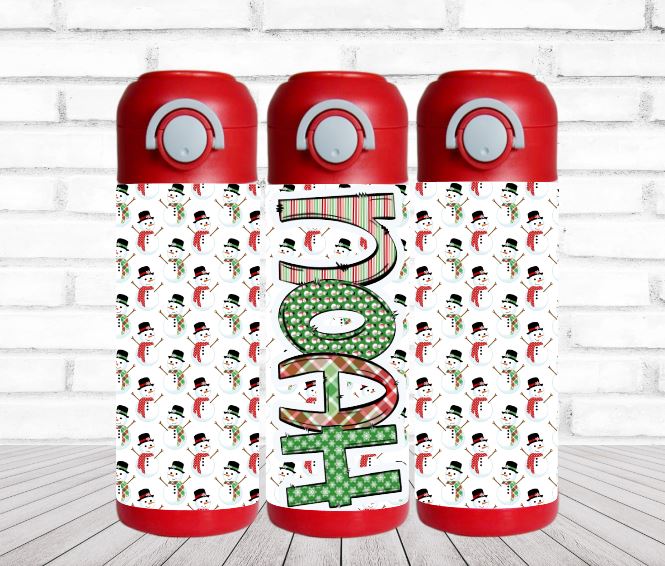 Snowman Flip Top Water Bottle - Personalized