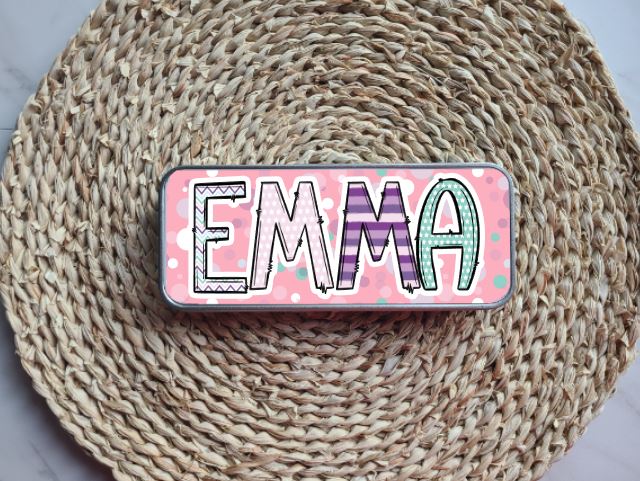 Pink Splash Personalized Tin Pencil Case